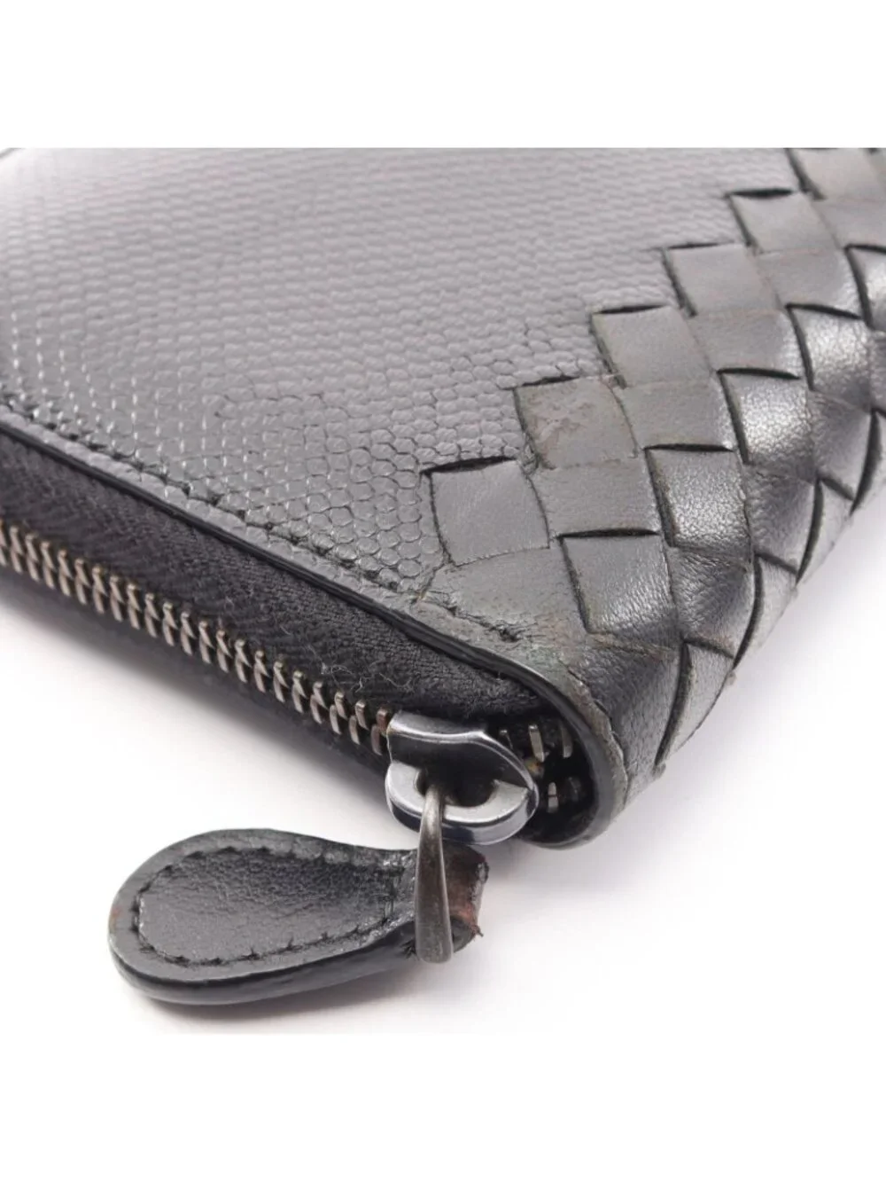 Bottega Veneta Round Wallet Intrecciato Black Leather